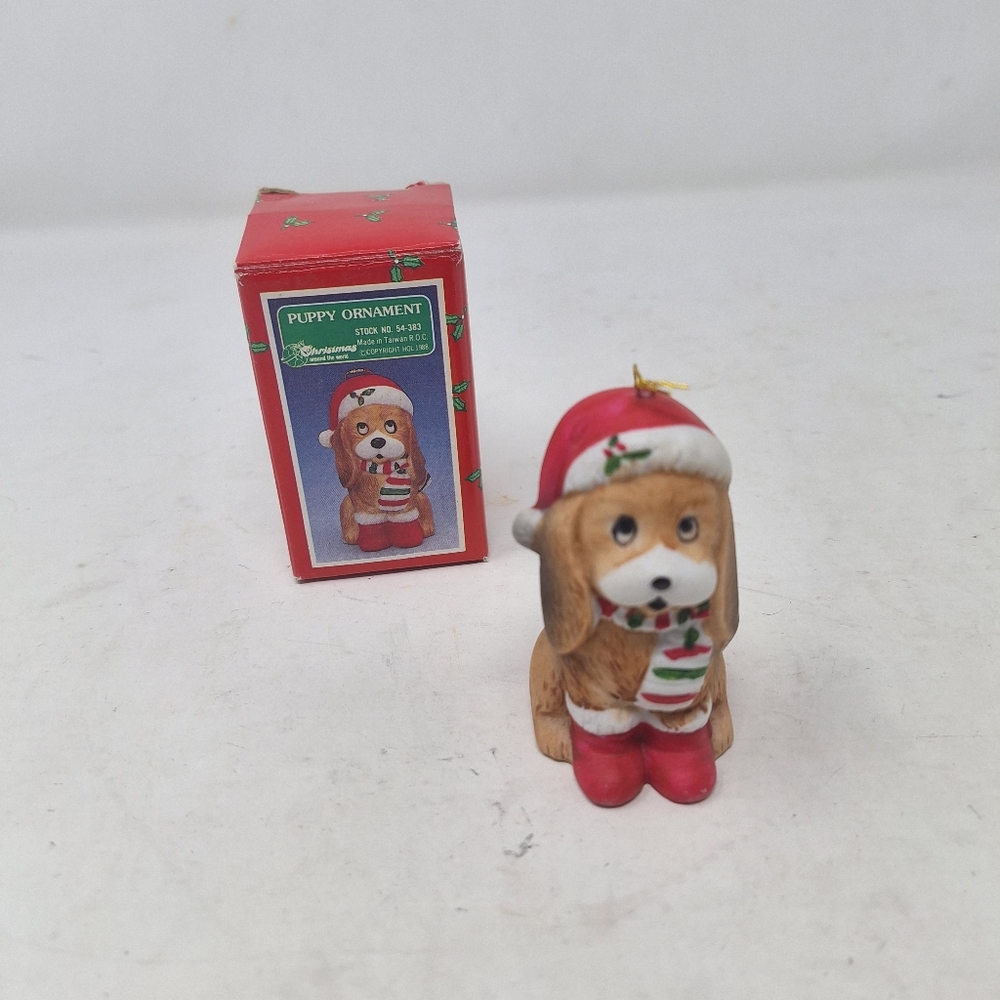 Vintage 1988 Christmas Around The World Puppy Ornament House Of Lloyd Porcelain